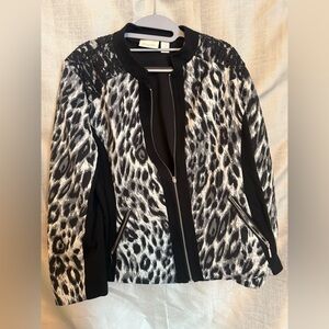 Chico womans plus Black and White Animal Print Jacket